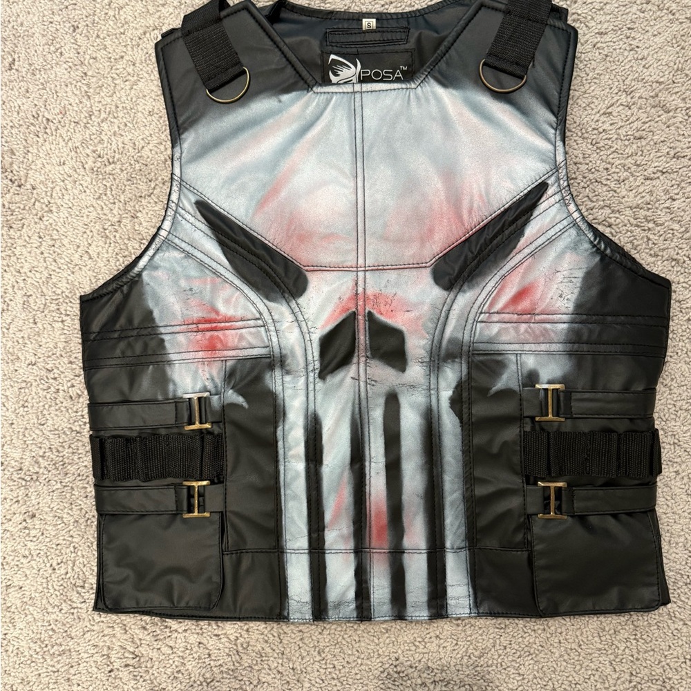 Punisher costume vest Black and white Halloween costume Marvel